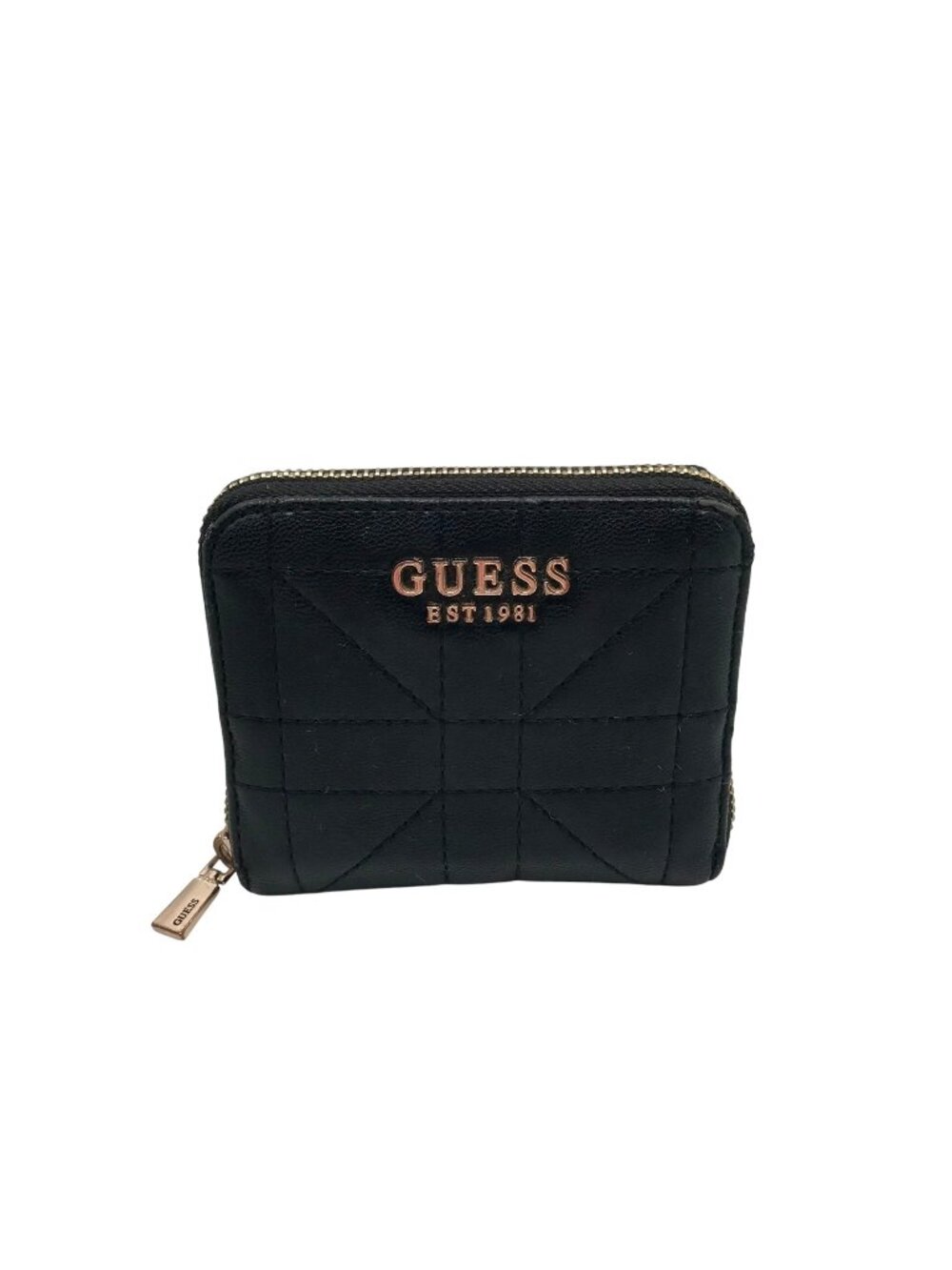 Guess Black Faux Leather Assia Small Zip Around Wallet